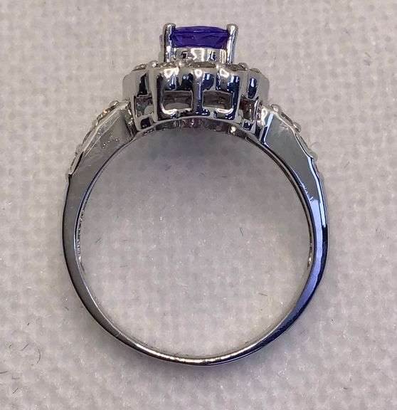 PLATINUM COCKTAIL RING WITH TANZANITE AND DIAMONDS