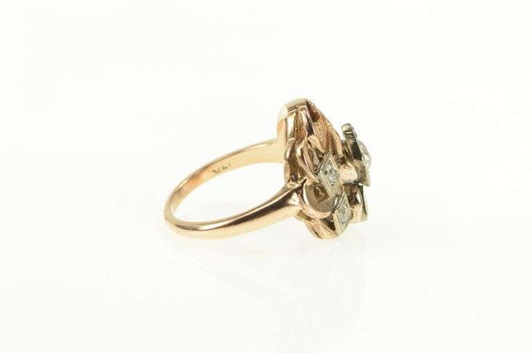 14K Yellow Gold 0.39 Ctw Old Mine Cut Diamond Engagement Ring
