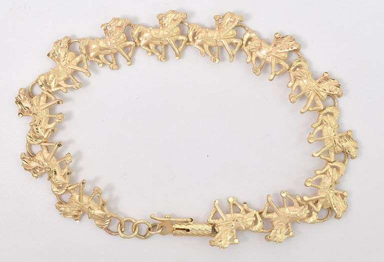 Amusing 14K Yellow Gold Carousel Horse Bracelet