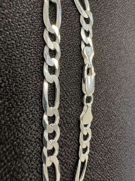Men's 7mm Solid .925 Sterling Silver Flat Figaro Chain Link Italy Bracelet 7" inch