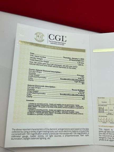 CERTIFIED 14K WHITE GOLD DIAMOND ENGAGEMENT RING. 1.00 CARAT.