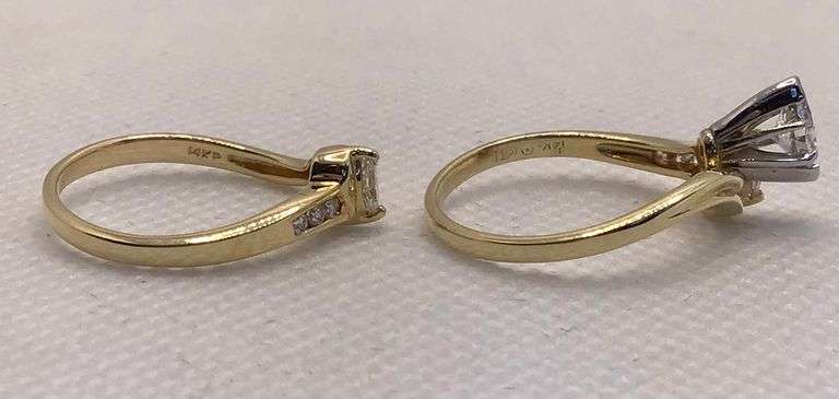 GORGEOUS 14K YELLOW GOLD MARQUISE CUT BRIDAL SET DIAMOND RING
