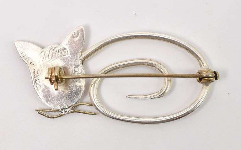 Set of 11 Cat Pins in Sterling Silver