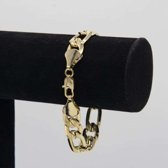 33.5 Gram 14 Kt Gold Plated Italian Figaro Bracelet