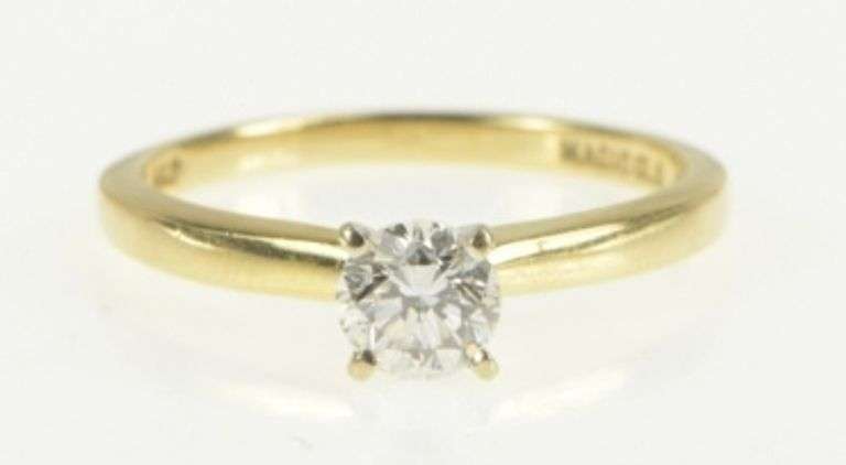 14K Yellow Gold 0.58 Ct Round Diamond Solitaire Engagement Ring