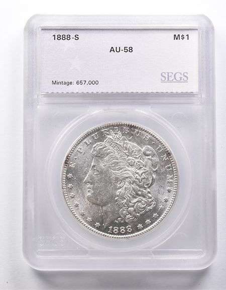 AU58 1888-S Morgan Silver Dollar SEGS
