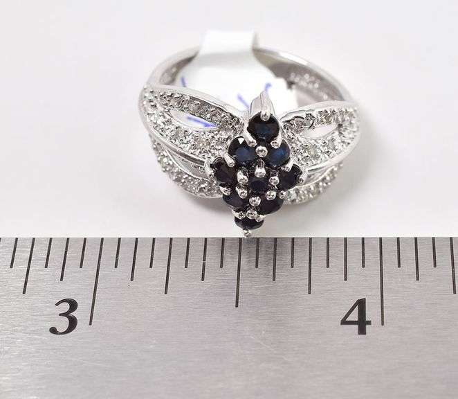 Stunning 14K Sapphire and Diamond Ring in 14K White Gold