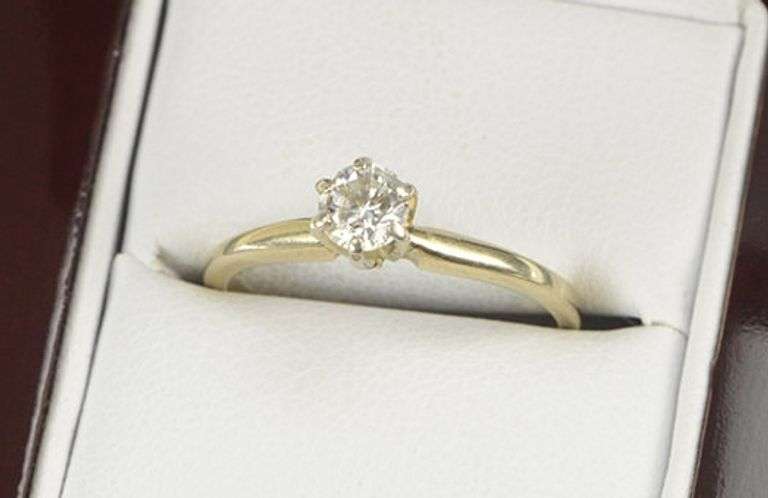 10K Yellow Gold 0.44 Ct Diamond Classic Solitaire Engagement Ring