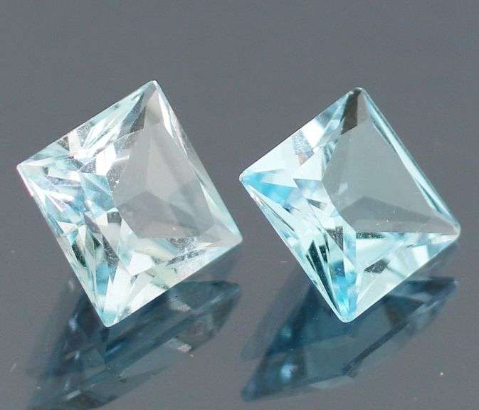 VS clarity 9.28ct princess cut Topaz pair