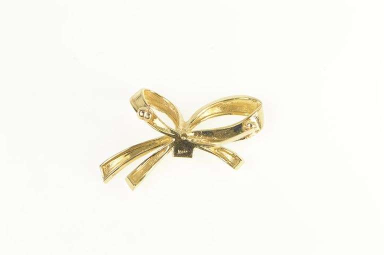 14K Yellow Gold Vintage Diamond Bow Ribbon Fashion Pin/Brooch