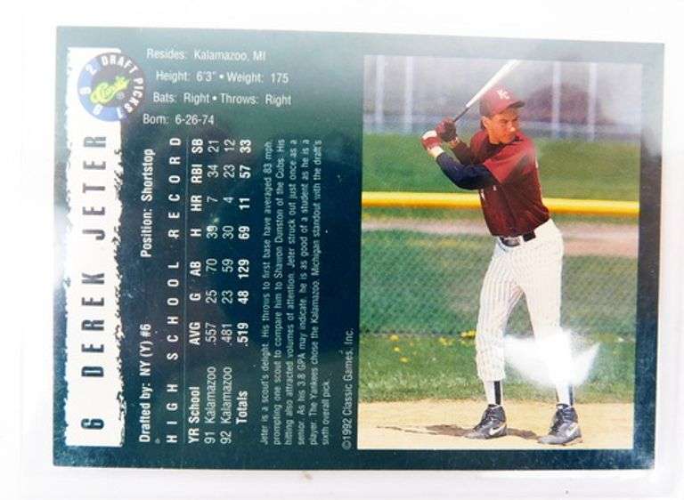 Derek Jeter 1992 Classic Draft Pick Baseball Card