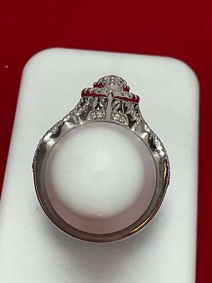 CERTIFIED 14K WHITE GOLD DIAMOND NEIL LANE RING