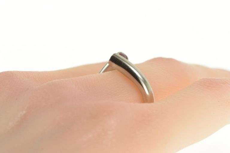 Palladium 0.36 Ctw Natural Ruby Inset Wrap Design Ring