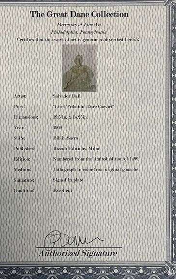 Extremely Rare and Collectible Salvador Dali Lithograph From 'Biblia Sacra' Suite