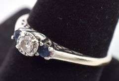 Incredible 14K White Gold Diamond and Blue Sapphire Ring