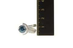 Palladium 4.18 Ctw Blue Zircon Diamond Geometric Ring