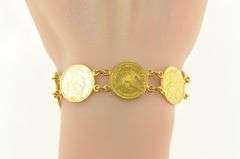 18K Yellow Gold $2.50 Quarter Eagle 1891-1907 Coin Chain Bracelet
