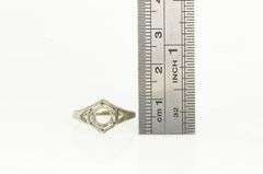 18K White Gold Art Deco 4.8mm Engagement Setting Ring