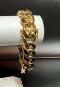 Huge 123.7 Gram 14 Kt Gold Plate Curb Link Bracelet