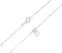 18kt White gold diamond solitaire pendant on box chain necklace