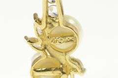 10K Yellow Gold Classic Pearl CZ Accent Cluster Statement Pendant