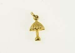 18K Yellow Gold 3D Puffy Umbrella Rain Spring Symbol Charm/Pendant