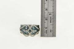 14K White Gold 1.75 Ctw Blue and White Diamond Heart Ring