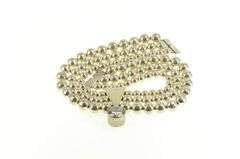 Sterling Silver 35.5mm Tiered Round Beaded Geometric CZ Necklace