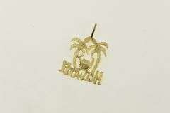 14K Yellow Gold Hawaii Palm Tree Tropical Travel Charm/Pendant