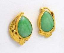 Elegant 18K Pear Shaped Jade Earrings