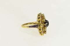 14K Yellow Gold 4.25 Ctw Syn. Ruby Diamond Enamel Ring