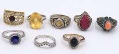 Group lot of vintage 925 sterling silver rings