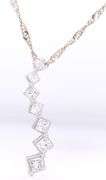 14kt White gold 1.50ctw Princess cut diamond Journey pendant on chain necklace