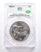 MS70 1983-D Olympic Discus Commemorative Dollar CAC CACG