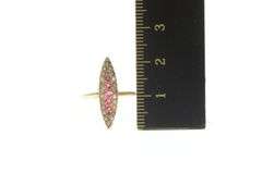 14K Yellow Gold Victorian Ruby Seed Pearl Navette Ring