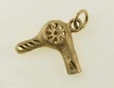 14K Yellow Gold Hair Dryer Vintage Stylist Hairdresser Charm/Pendant