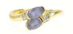 14K Yellow Gold Oval Tanzanite Diamond Accent Bypass Ring