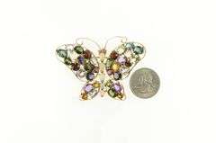14K Yellow Gold 1960's Retro Syn. Opal Butterfly Pin/Brooch