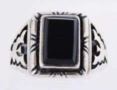 Men's Sterling Black Onyx Ring, 11.5