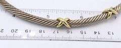 925 Sterling silver two tone X cable collar necklace