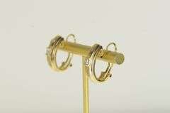 14K Yellow Gold Princess Diamond Oval French Clip Hoop Earrings