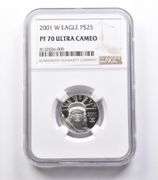 PF70 UCAM 2001-W $25 American Platinum Eagle 1/4 Oz Platinum NGC