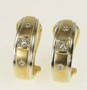 14K Yellow Gold Princess Diamond Oval French Clip Hoop Earrings