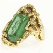 14K Yellow Gold 1960's Emerald Abstract Tree Branch Root Ring