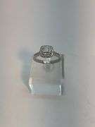 CERTIFIED BRAND NEW 14K WHITE GOLD DIAMOND HALO SETTING RING.