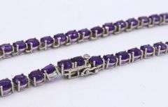 Vintage 925 sterling silver Amethyst tennis necklace