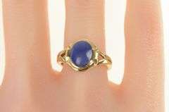 10K Yellow Gold Retro Synthetic Blue Star Sapphire Ring