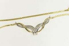 14K Yellow Gold 0.75 Ctw Diamond Chevron Loop Chain Necklace