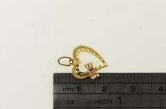 14K Yellow Gold Two Tone Heart Love Symbol Bow Charm/Pendant