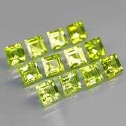 Princess cut! Unheated! 4.54ct Peridot set